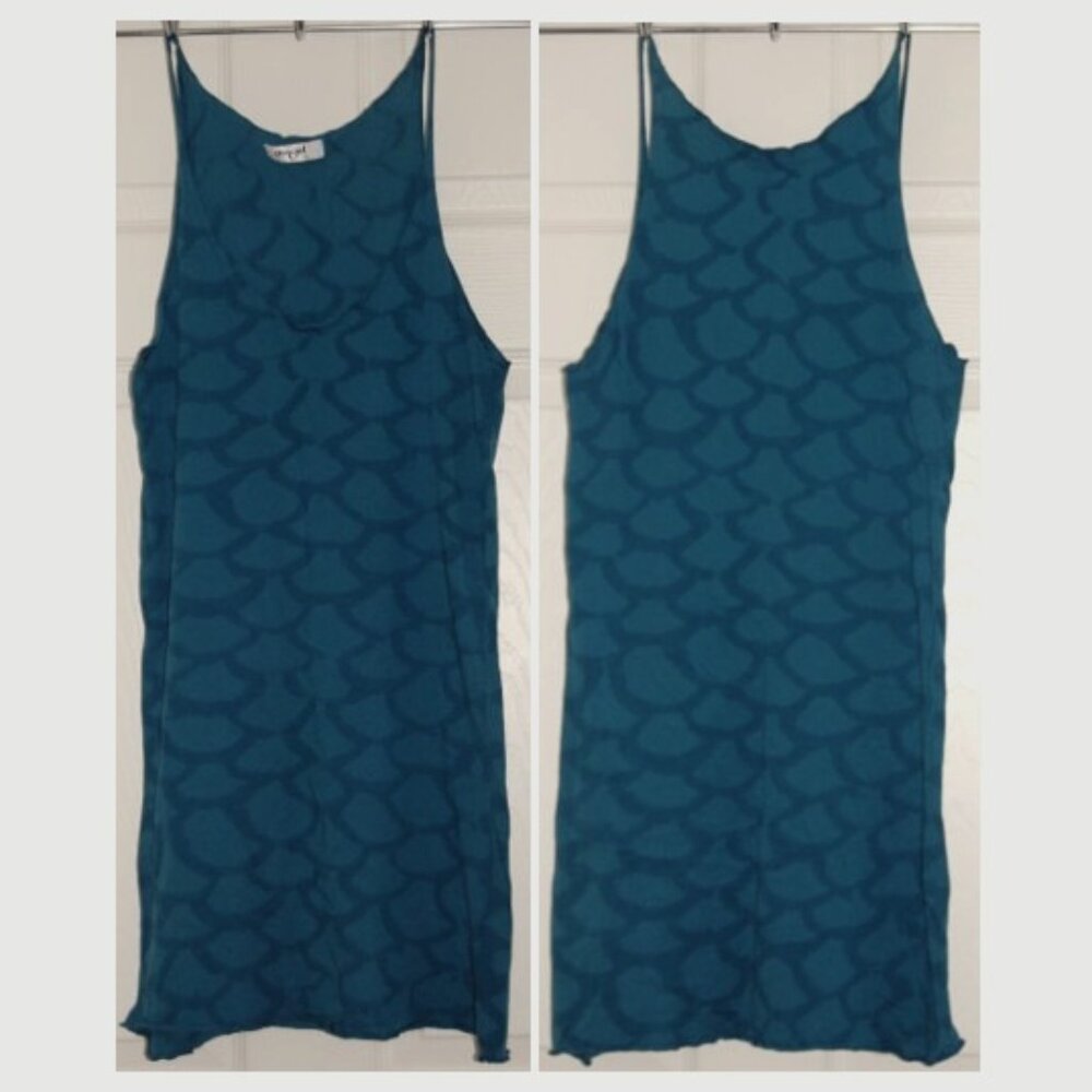 NWOT Om Girl Size L Bluish Green Tank Jersey Bodycon Dress, 100% Cotton